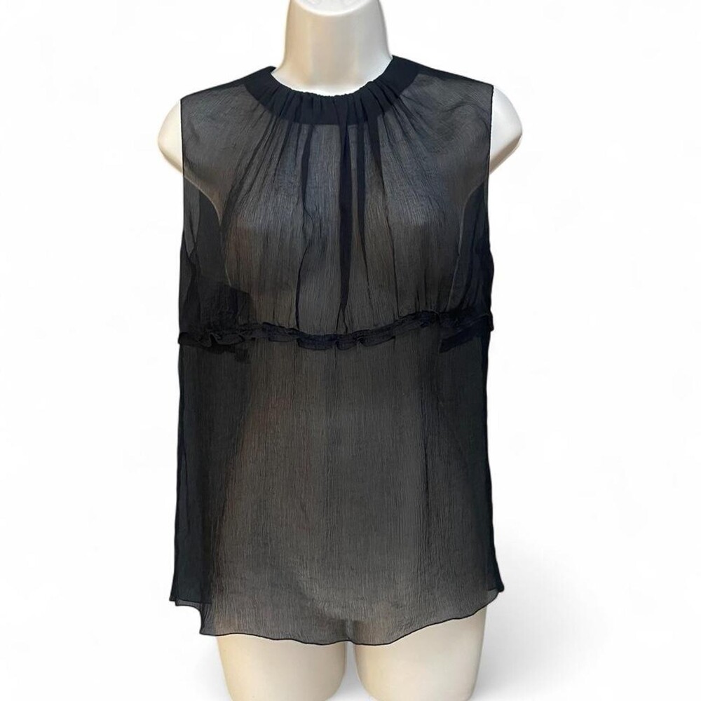 PRADA Early 2000s Sheer Black Silk Chiffon Top – IT 42